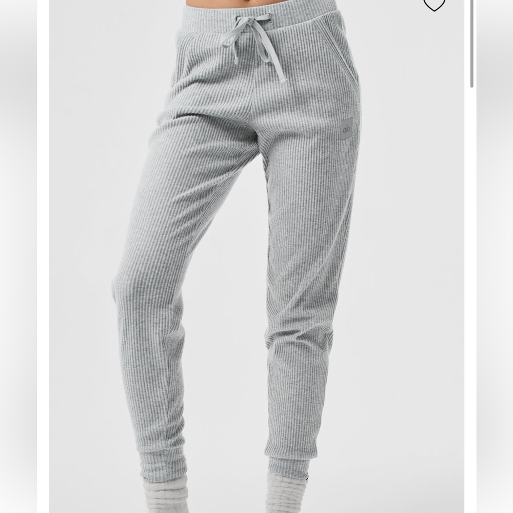 Alo Grey Ribbed Joggers